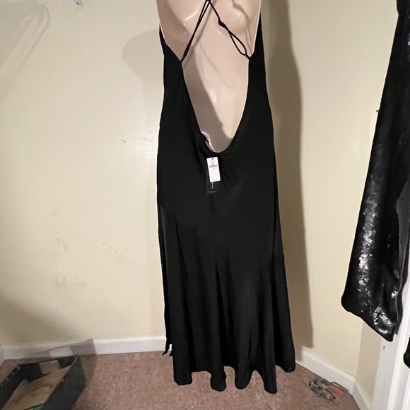 Banana Republic Black Slip Dress Bias Cut Asymmetrical Flounce Hem Size 20 - Picture 2 of 13
